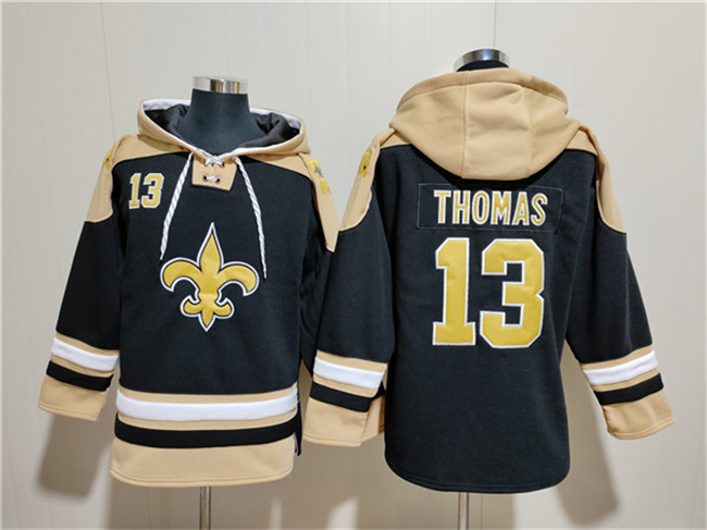 Men's New Orleans Saints #13 Michael Thomas Black Ageless Must-Have Lace-Up Pullover Hoodie Men's New Orleans Saints #13 Michael Thomas Black Ageless Must-Have Lace-Up Pullover Hoodie